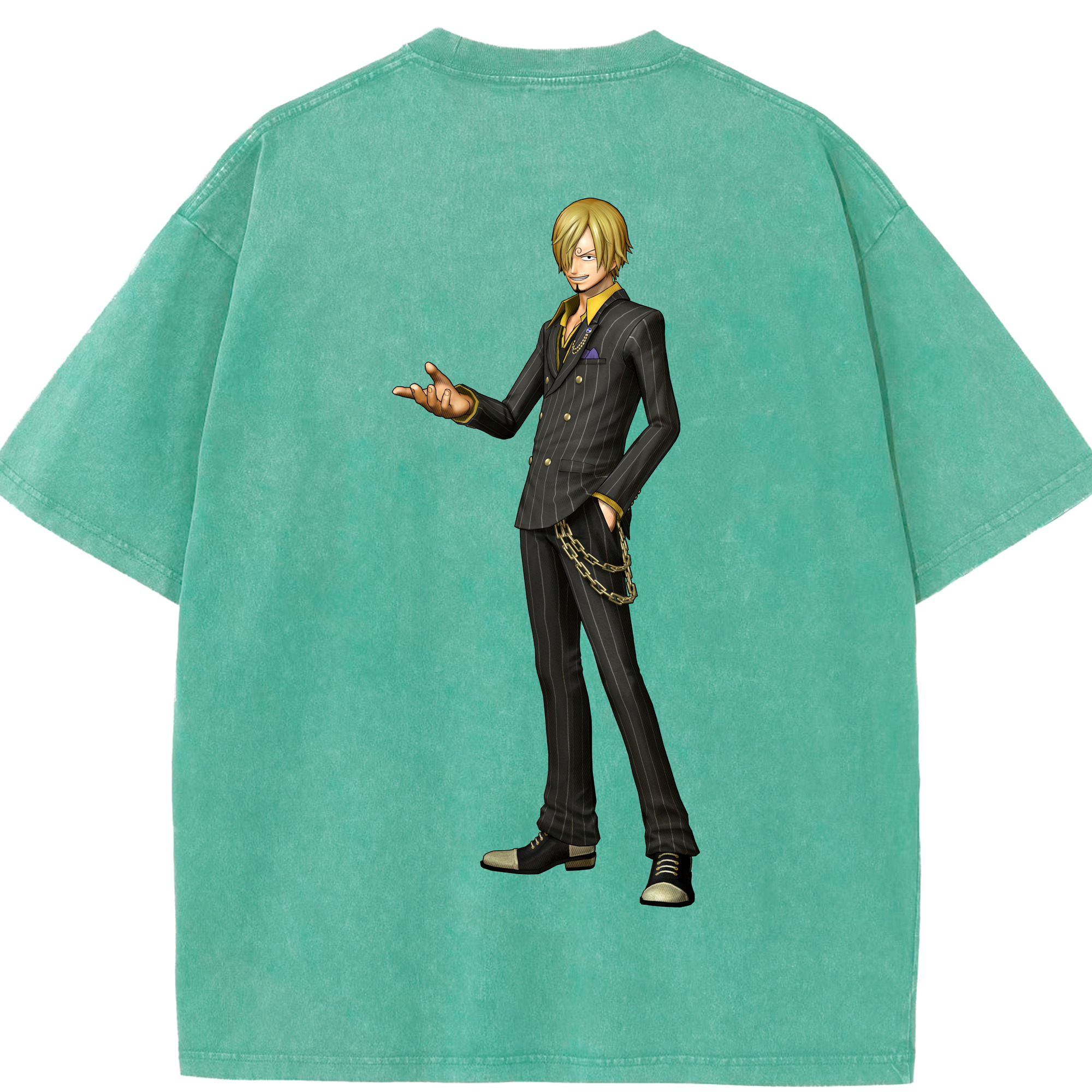 ワンピース サンジ ONE PIECE Sanji 綿100% ヴィンテージ風 半袖Tシャツ（背面プリント）